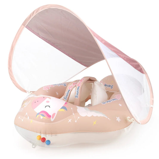 Baby Swimming Float with Canopy Inflatable Infant Ring Kids Pool Accessories Circle Bathing Summer Toys