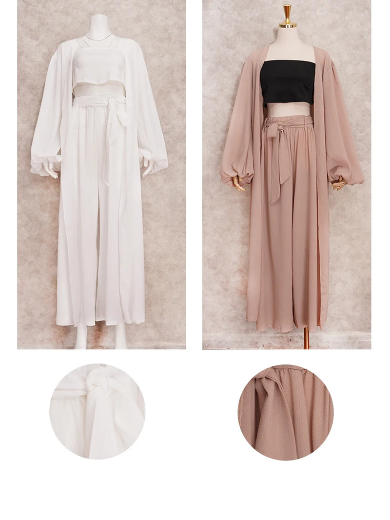 Conjunto Sexy De Tres Piezas De Color Sólido Para Mujer, Top De Tubo, Vestido De Playa, Top Corto, Pantalones, Cárdigan De Manga Larga, Conjunto De 3 Piezas A1642
