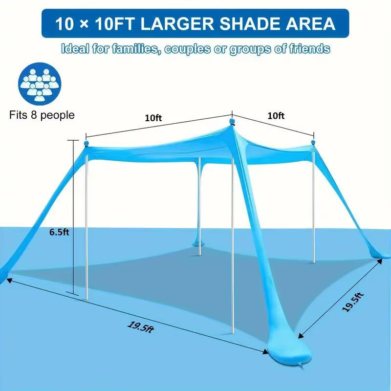 Factory Direct Portable One Bedroom Outdoor Camping Summer Tent Iron Pole Beach Canopy Sun Shade Sand Anchor Polyester Fabric