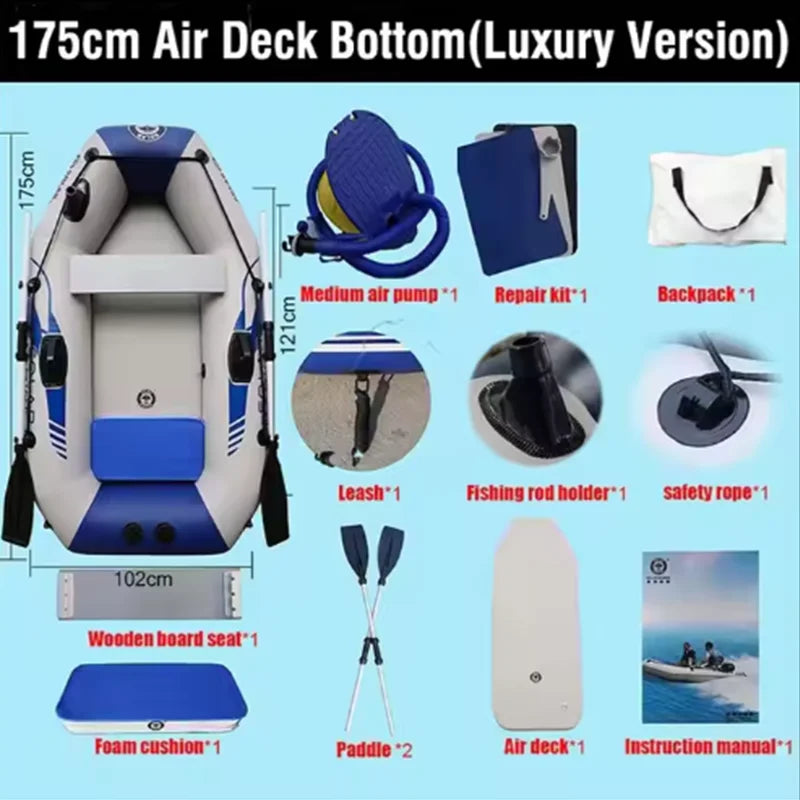 Barco De Pesca Inflable De PVC De 1,75 M Con Estera De Aire, Suelo, Canoa Para Surf, Barcos De Carreras Y Kayak, Accesorios Para Deportes Acuáticos Para Adultos