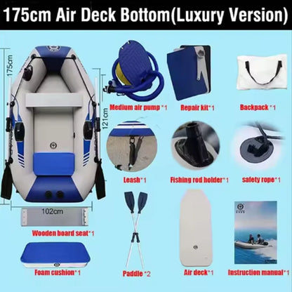 Barco De Pesca Inflable De PVC De 1,75 M Con Estera De Aire, Suelo, Canoa Para Surf, Barcos De Carreras Y Kayak, Accesorios Para Deportes Acuáticos Para Adultos