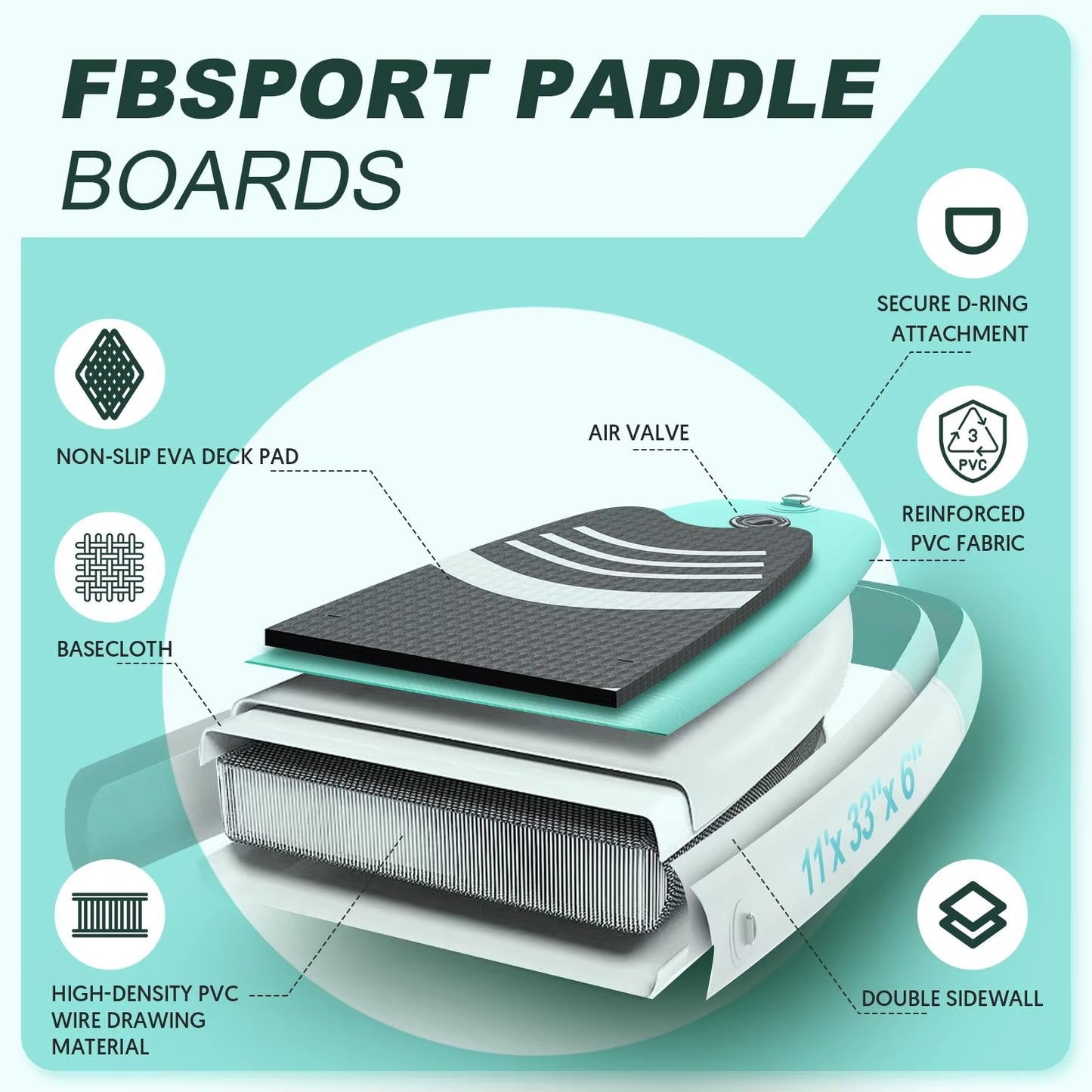 Fbsport Wholesale Price 11 Ft Stand up Paddle Padel Board Surfboard SUP Inflatable Paddle Board