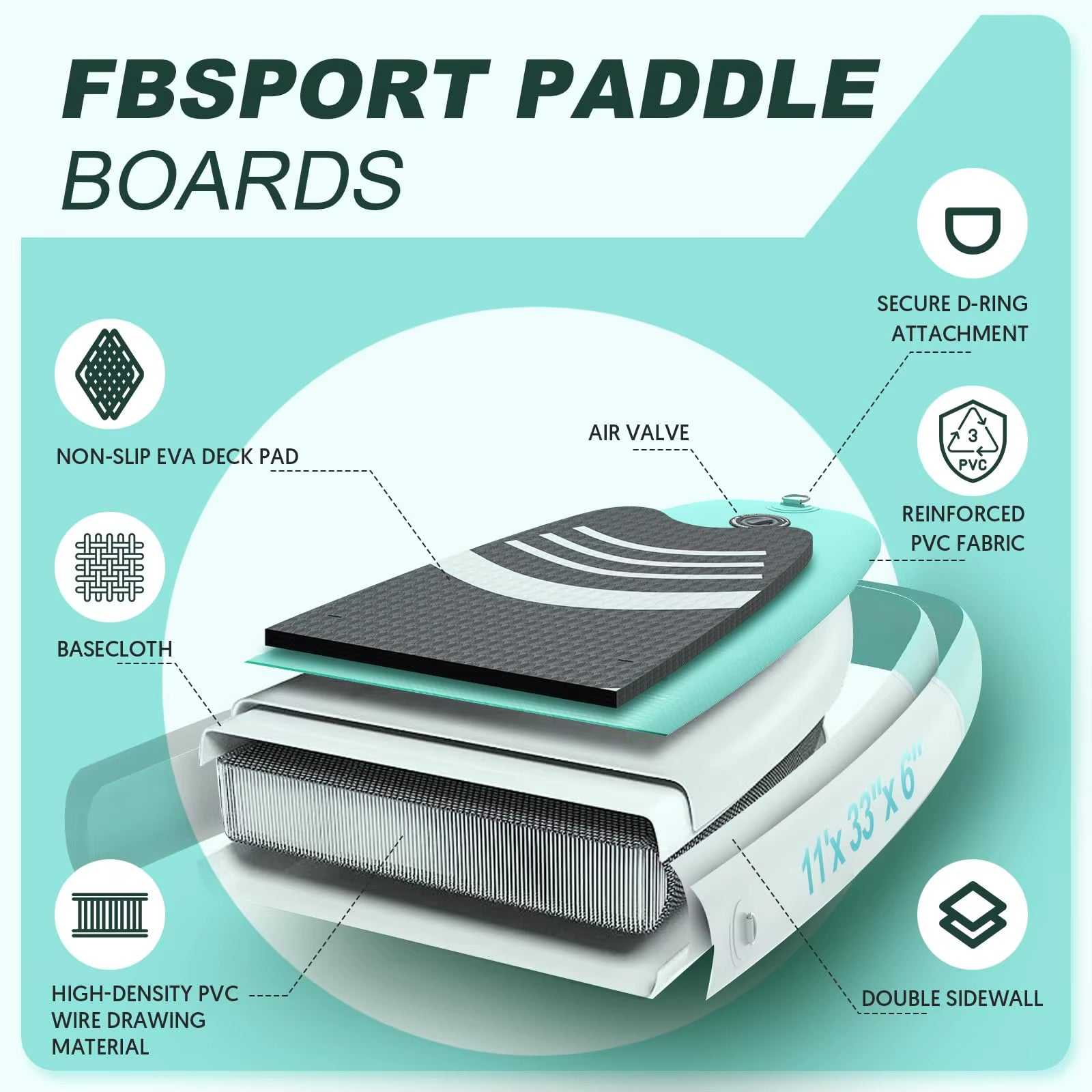 Fbsport Wholesale Price 11 Ft Stand up Paddle Padel Board Surfboard SUP Inflatable Paddle Board