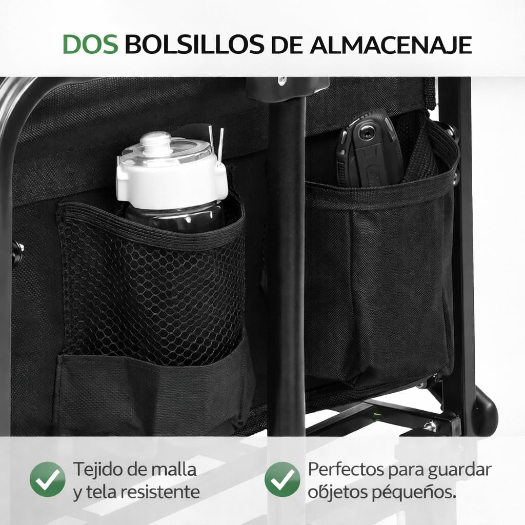 Carro De Mano Plegable Con Ruedas | Carrito Multiusos Ideal Playa, Compra, Jardín O Camping | Carga Hasta 60Kg | Asa Ajustable | Auxiliar | Transporte Todoterreno De Herramientas O Juguetes
