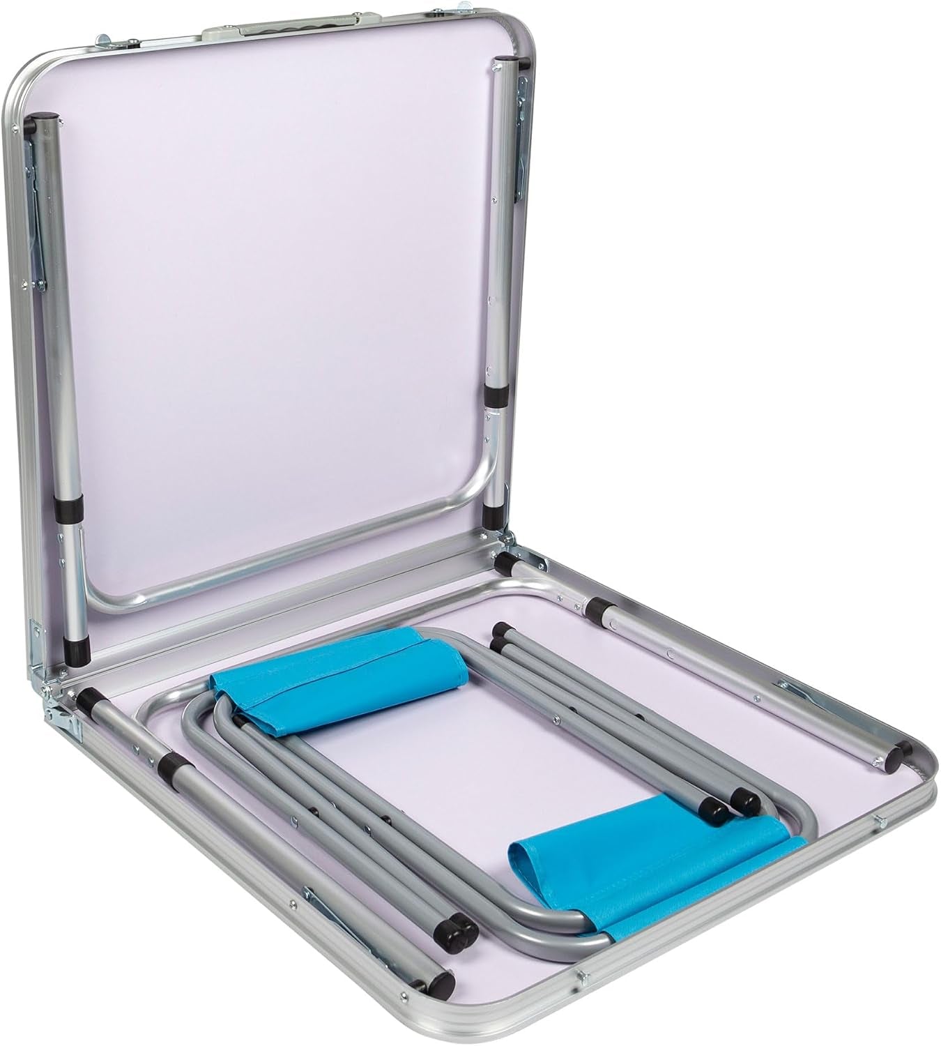 AKTIVE Mesa Plegable Portátil Camping Para 4 Personas, Altura Regulable, Incluye 4 Taburetes, Jardín, Con Sillas Dentro, Conjunto Mesas Y Sillas Plegable (52893)