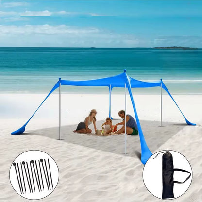 Factory Direct Portable One Bedroom Outdoor Camping Summer Tent Iron Pole Beach Canopy Sun Shade Sand Anchor Polyester Fabric