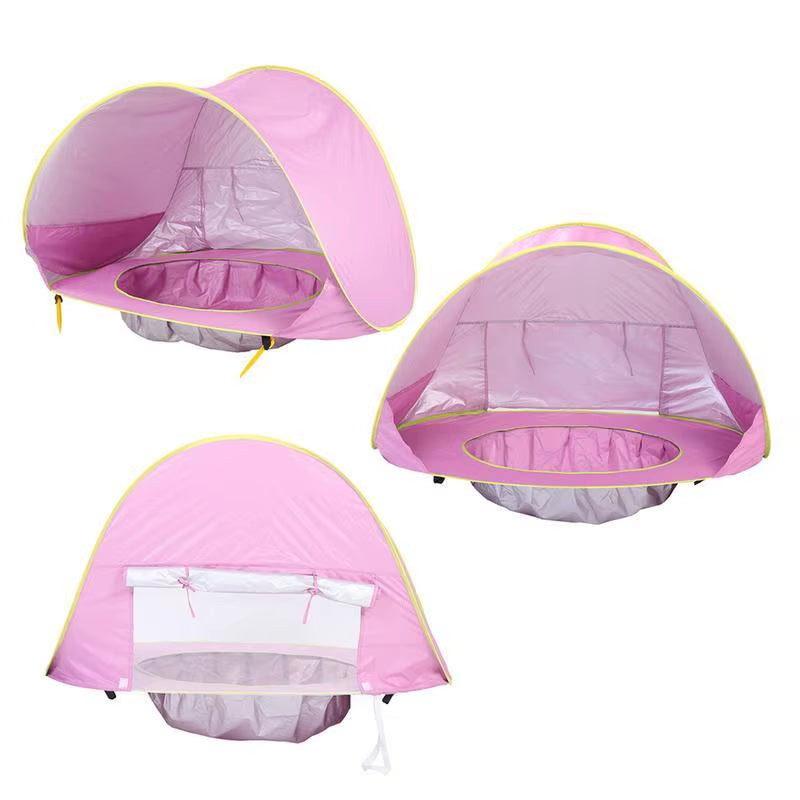 Oem Wholesale Beach Sunshade Quick Open Folding Waterproof Sunscreen Belt Swimming Pool Children'S Beach Tent Camping Upf 50+