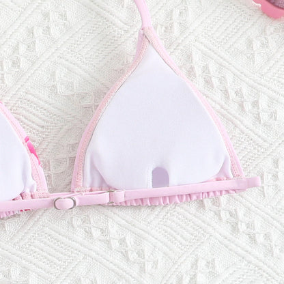 3 Piece Set Bikinis Sets Girls Cute Triangle Swimsuit with Beach Cover up Bathing Suit Summer Fashion Printed Swimsuits for Girl