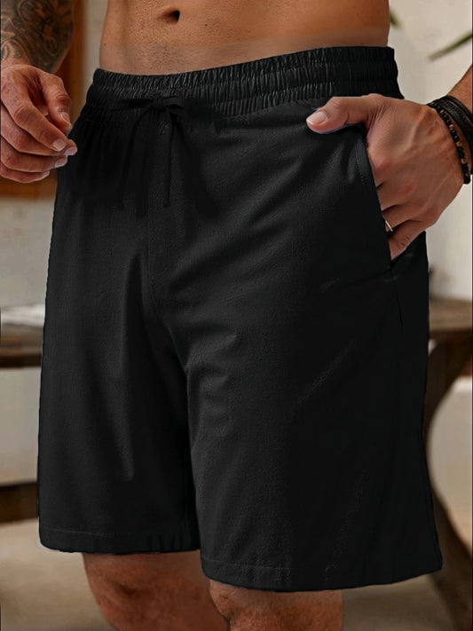 Summer New Men'S Casual Shorts, Plain-Colored Lightweight Quick-Drying Beach Pants, Comfortable Beach Vacation Casual Shorts