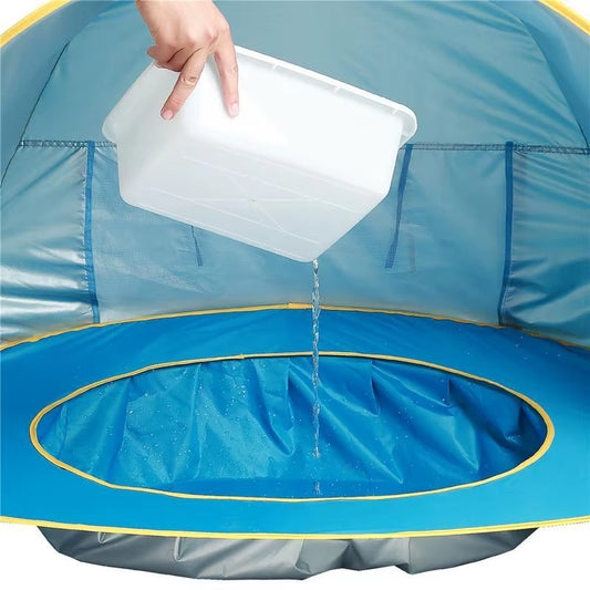 2 in 1 UPF 50+ Baby Beach Tent Waterproof Sun Shelter Uv-Protecting Sunshelter with Pool Kid Outdoor Sunshade Beach Sunshelter