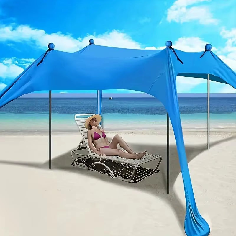 Factory Direct Portable One Bedroom Outdoor Camping Summer Tent Iron Pole Beach Canopy Sun Shade Sand Anchor Polyester Fabric