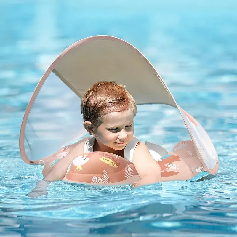 Baby Swimming Float with Canopy Inflatable Infant Ring Kids Pool Accessories Circle Bathing Summer Toys