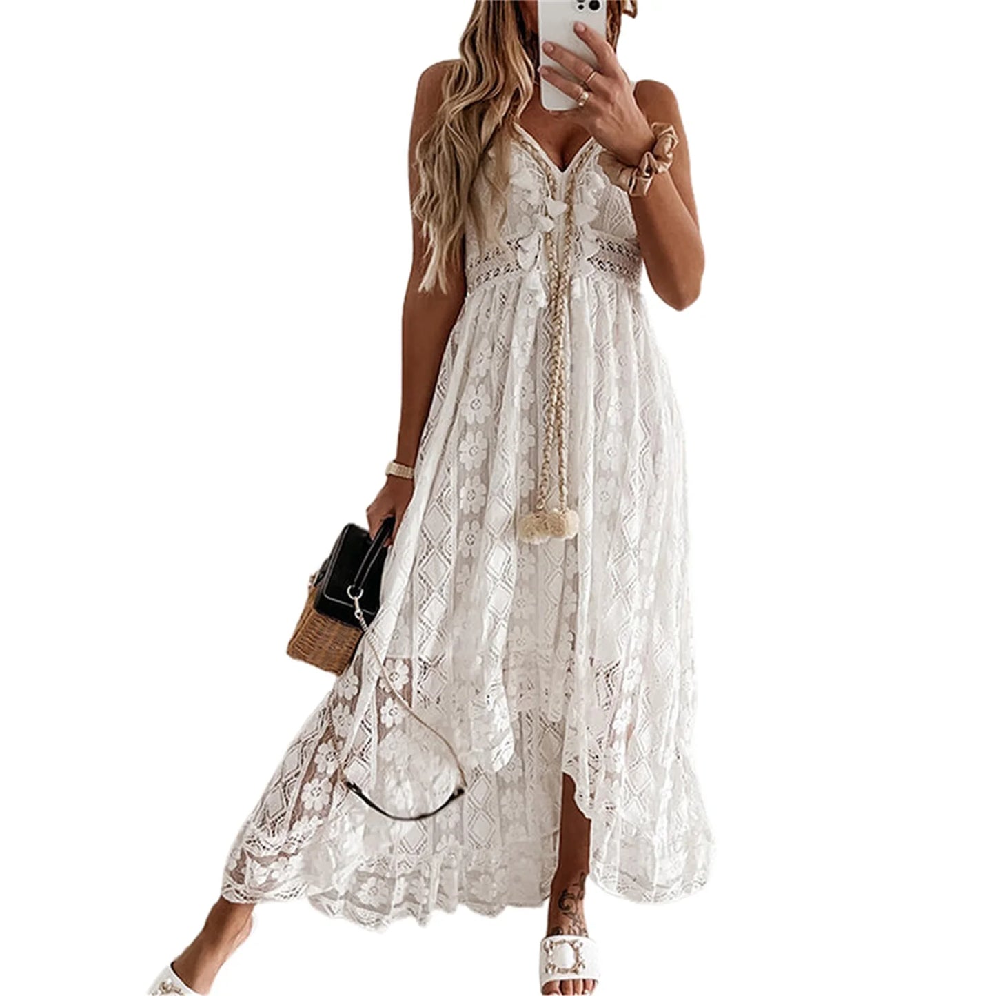 Summer White Dress for Woman 2025 Trendy Casual Beachwear Cover-Ups Outfits New Boho Hippie Chic Long Maxi Dresses Elegant Party